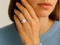 3 Carat Cushion Lab Grown IGI G/VS1 Diamond Solitaire Ring in 14K White Gold