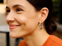Sterling Silver Rhodium Plated Thick Style Polished Hoop Earrings (4x25mm)