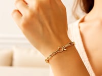 14K Yellow Gold Charm Lock Paperclip Chain Bracelet