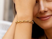 14K Yellow Gold Charm Lock Rolo Chain Bracelet (5.10 mm)