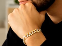 14k Two Tone Gold Pave Curb Bracelet (8.30 mm)