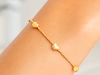 14K Yellow Gold Heart Station Bead Bracelet