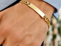 14k Yellow Gold 8 1/2 inch Mens Narrow Curb Chain ID Bracelet (6.70 mm)