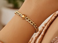 14K Yellow Gold Citrine Curb Chain Bracelet (3.60 mm)