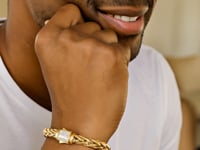 Woven Rope Bracelet with Diamond Accented Clasp in 14k Yellow Gold